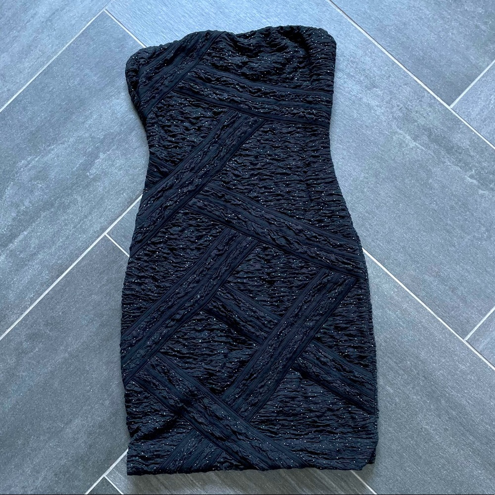 Forever 21 Black Sparkle Strapless Dress - EUC S